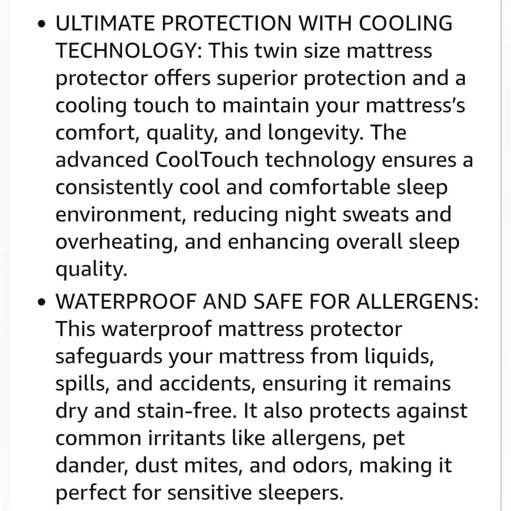 Brookstone Ultimate Mattress Protector Cool Touch Waterproof Cover Twin Size NEW